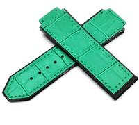 DJDLFA Correa de reloj de cuero, para Hublot Series, correa deportiva de 25mm, repuesto de correa de reloj negra y azul, accesorios para reloj(Green,26-19mm)