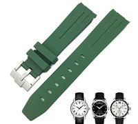 DJDLFA Correa de reloj de goma curvada de 19 mm y 20 mm para Tissot 1853 Lelocle PRC200 Rolex Submariner Hamilton Omega correa de reloj impermeable (Color: verde 1, tamaño: 20 mm)