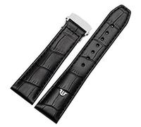 DJDLFA Para Eliros Watchband First Capeta Becerro de 20 mm 22 mm con hebilla plegable Caja de cuero de vaca marrón negro (Color : Black silver, Size : 20mm)
