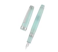 DJDLFA Pluma estilográfica transparente azul hielo con clip dorado y plateado de 12,4 mm para una escritura suave EF/F/M (clip plateado azul hielo, EF)