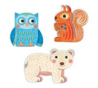 Djeco-37143 Oso, búho, Ardilla Puzzle evolutivo en el Bosque, Color, 3 Unidad (Paquete de 1) (37143)