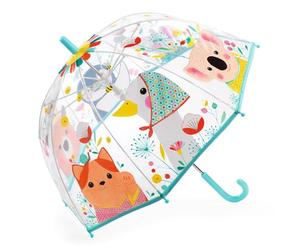 Djeco DD04718 Paraguas para niños Naturaleza | con animales de colores | Paraguas transparente multicolor