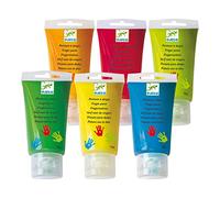 Djeco Pintura para Dedos en 6 Colores, Multicolor, 75 ml (Paquete de 6) (DJ08860)
