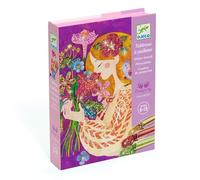 DJECO - Kit creativo con purpurina (6 a 10 años, 4 tarjetas impresas y prepegadas, lentejuelas, pincel, caja y manual de instrucciones - Ocio creativo para niños - Actividad sin desorden