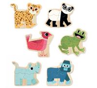 DJECO- Magnéticos Mixanimo Stars Puzzles de Madera, Multicolor (33126)