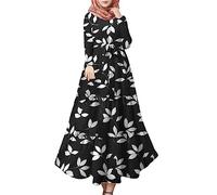 Djellaba - Vestido largo de oración islámica para mujer, diseño de hojas de Abaya para mujer, diseño boheme con volantes de Ramadán y oración islámica, vestido largo de playa de Kaftan de gran tamaño