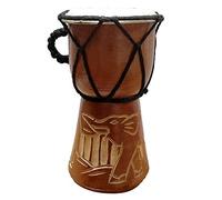 Djembe - Bongo tallado en tambor inspirado en África para principiantes de música para niños y adultos, también es una idea de regalo única. Carver abstracto elefante jirafa tortuga. (6 pulgadas
