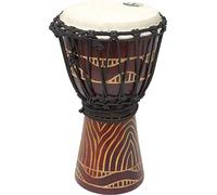 Djembe de 14” de madera rojiza. construído siguiendo las pautas del estilo artesanal guineano
