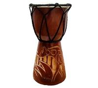 Djembe Drum Tallado Bongo Africano inspirado música principiantes para niños y adultos también una idea de regalo única. Carver Abstract Elephant Giraffe Turtle. (6 pulgadas, jirafa)
