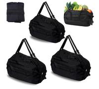 DJFOG 3 Bolsas de Compra Plegables Grandes - 40x40 cm, Ultra ligeras & Grandes, Plegables a 8x8,5 cm, Ecológicas, Reutilizables, Ideales para Compras & Viajes & Excursiones"