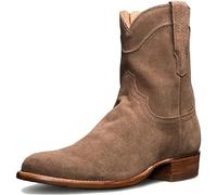 DJFOG Botas de Caballero Motero para Hombre, Botas Cortas de Gamuza, Zapatos de Montar con Punta Redonda, Estilo Vaquero Occidental Vintage, Zapatos con Cremallera Lateral Grande,Marrón,43 EU