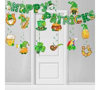 DJFOG Kit para Fiesta de San Patricio - Banner "HAPPY Patrick's", 12 Tarjetas Dobles y 12 Espirales - Ideal para el Hogar, Escuela u Oficina para Celebrar Dignamente el Día Nacional Irlandés