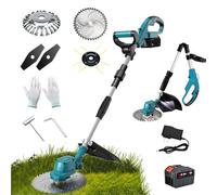 DJFYVAEIO Desbrozadora Eléctrica,Cortacésped Eléctrico Sin Escobillas,Recortadora Manual,Disco De Sierra De 9",Corte Sin Esfuerzo,Longitud Ajustable,Incluye Disco Y 10C Batería,para Césped Y Jardín A