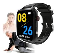 DJFYVAEIO Reloj con Detección De Caídas para Personas Mayores, Videollamadas, Posicionamiento GPS, Llamada De Emergencia Sos, Pantalla Táctil De 1,83 Pulgadas, Compatible con Varios Idiomas Black