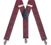 djgkENVQ Tirantes Masculinos, Tirantes, elástico ajustable con tres clips en forma de Y de 1,4 pulgadas for hombre(34 Xinge Wine Red)