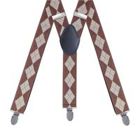 djgkENVQ Tirantes Masculinos, Tirantes, elástico ajustable con tres clips en forma de Y de 1,4 pulgadas for hombre(21 Large Brown Beige)