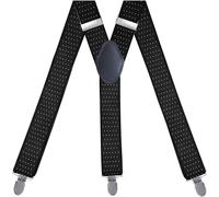 djgkENVQ Tirantes Masculinos, Tirantes, elástico ajustable de tres clips for hombre en forma de Y de 1,4 pulgadas(13 Black and White Dots)