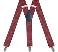 djgkENVQ Tirantes Masculinos, Tirantes, elástico ajustable de tres clips for hombre en forma de Y de 1,4 pulgadas(15 Wine Red Spot)