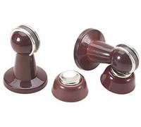 djgkENVQ Topes para Puertas, 2 topes de Puerta magnéticos de Metal, Soporte de plástico for Pared, Suelo, Montaje con Tornillos, topes de Puerta magnéticos, marrón, 3,03 Pulgadas de Largo