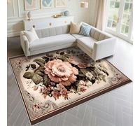 DJHWWD Alfombra Bebe Juegos A Prueba De Polvo 170x240cm, Rosa Viejo Large Rug Patrones Flores Retro Verdes para dormitorios Adultos en la Sala Estar
