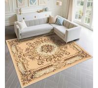 DJHWWD Alfombra De Exterior Non Slip 100x120cm, Amarillo Patrones Florales Retro para el Lado la Cama del Dormitorio Sala Estar