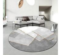 DJHWWD Alfombra Habitación Matrimonio Antideslizante 140X140cm,Moderno De Color Gris Circular para Niña Habitacion,Pie De Cama,Debajo del Escritorio