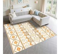 DJHWWD Alfombra Lavable Salon Oficina A Prueba De Polvo 120x160cm, Marrón Patrones geométricos Estilo Nacional Amarillo para Salas Estar niños