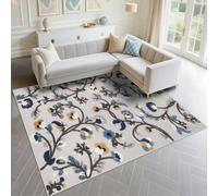 DJHWWD Alfombra para Bebe A Prueba De Polvo 90x190cm, Gris El patrón Floral Moderno Azul se Utiliza en la Cocina Sala Estar