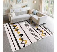 DJHWWD Alfombra Salon Pelo Corto A Prueba De Polvo 90x190cm, Gris Patrones geométricos Modernos Negros y Amarillos para Balcones Salas Estar