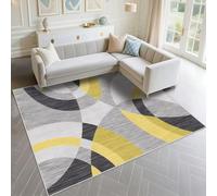DJHWWD Alfombras De Comedor A Prueba Polvo 70x100cm, Gris Alfombra Pequeña Patrón Arco geométrico Moderno Amarillo para el Dormitorio niños en la Sala Estar