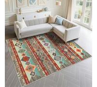 DJHWWD Alfombras Dormitorio Fácil De Cuidar 170x240cm, Rojo Large Rug El patrón geométrico Retro Azul se Utiliza en el Dormitorio de niñas de la Sala de Estar