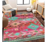 DJHWWD Alfombras Infantiles Grandes Rosso Alfombra Salon Alfombra de Dormitorio Lavable Estilo étnico geométrico marroquí Azul la Alfombra 90x120CM