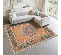 DJHWWD Alfombras para Dormitorio A Prueba De Polvo 120x160cm, Naranja Patrones Florales Retro la Entrada del Pasillo Sala Estar