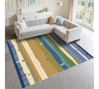 DJHWWD Alfombras Recibidor Resistente A Las Manchas 140x200cm, Azul Diseño de impresión de Estilo Nacional Verde para oficinas de Sala de Estar