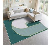 DJHWWD Alfombras Salon Baratas Pelo Corto A Prueba De Polvo 90x190cm, Verde Patrones Rayas geométricas Modernas para pasillos dormitorios