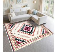 DJHWWD Alfombras Verano Salon A Prueba De Polvo 80x120cm, Beige Alfombra Pequeña Patrones geométricos Verdes Rosas Modernos para dormitorios de Sala de Estar