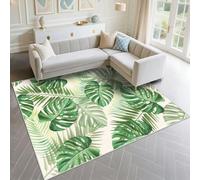 DJHWWD Algombras Salón Antideslizantes 130x200cm, Verde Patrones Modernos de Hojas para Salas de Estar y restaurantes
