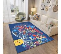 DJHWWD Decoración Habitación Alfombra Alfombras A Medida BLU 50x80CM de Flores Rojas y Amarillas Niños Dormitorio
