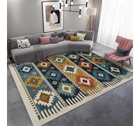 DJHWWD Habitación Alfombra alfombras acusticas BLU 90x120CM geométrica Retro Decoracion Salon Lavables Dormitorio