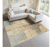 DJHWWD Sala De Estar Alfombra Fácil De Almacenar 160x200cm, Azul Felpudo Grande Patrones Modernos de Hojas para pasillos de Sala de Estar