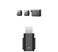 DJI Mic Mini (2 TX + 1 RX + Adaptador Lightning) para iPhone, Android y cámara, Ultraligero, Audio Rico en Detalles, cancelación de Ruido, limitación automática