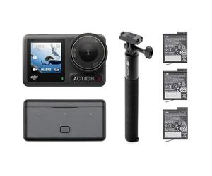 DJI Osmo Action 4 Pack Aventura: cámara deportiva 4K/120fps con sensor de 1/1.3pulgadas, D-Log M y 10 bits, campo de visión ultraamplio de 155º, hasta 7.5h con 3 baterías adicionales para grabar vlogs