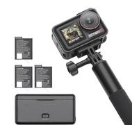 DJI Pack Aventura Osmo Action 5 Pro, cámara de acción 4K con Sensor 1/1.3", batería Aumentada a 12 h con 3 baterías, estabilización, 2 Pantallas táctiles OLED, cámara Mini para Viajes y Vlogs