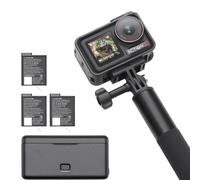 DJI Pack Aventura Osmo Action 5 Pro, cámara de acción 4K con Sensor 1/1.3", batería Aumentada a 12 h con 3 baterías, estabilización, 2 Pantallas táctiles OLED, cámara Mini para Viajes y Vlogs