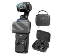 DJI Osmo Pocket 3 Accesorios, funda + protector de lente + protector de pantalla, estuche de almacenamiento portátil de PU, 0,3 mm de dureza 9H, vidrio templado resistente a los arañazos, Pocket 3