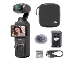 DJI Osmo Pocket 3 Audio Combo with Mic 2 Transmitter, Pocket Gimbal Vlog Camera, 1″ CMOS & 4K/240fps, 3-Axis Stabilization, 2× Lossless Zoom, 107GB Built-in Storage, 2" Rotatable Screen