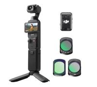 DJI Osmo Pocket 3 Creator Combo, Cámara 1'' CMOS 4K/120fps, Estabilización 3 Ejes, Seguimiento Facial, Incluye Micrófono + Kit de 3 Filtros y Protector de Pantalla Templado