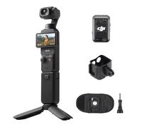 DJI Osmo Pocket 3 Creator Pack, Cámara 4K/120fps CMOS 1'' Estabilización 3 Ejes, Enfoque Rápido, Seguimiento Facial, Micrófono, Clip de Cinturón y Armazón de Montaje para Mochila (Negro)