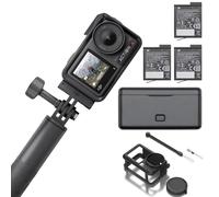 DJI Pack Aventura Osmo Action 4 Bundle - Cámara Sumergible 4K/120 fps, Sensor de 1/1.3 Pulgadas, D-Log M y 10 bits, Campo de visión de 155º, hasta 7.5 h con 3 baterías adicionales para Grabar Vlogs