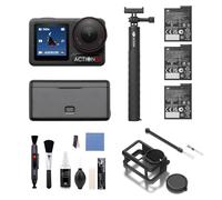 DJI Osmo Action 5 Pro Adventure Combo - Cámara Deportiva con Sensor 1/1.3", Batería de 12 h con 3 Baterías, Estabilización, 2 Pantallas OLED, para Viajes y Vlogs + Funda de Silicona y Kit de Limpieza